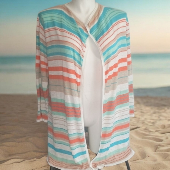Peck & Peck Sweaters - Women's Size XL Linen Cardigan Vacation Beach Coastal